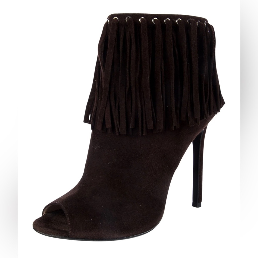 Prada fringe peetoed booties